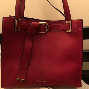 Calvin Klein Faux-Leather Pebble Tote with Pouch